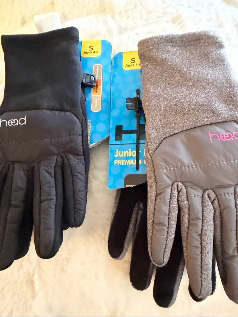 Head Gray Pink Kids Mittens